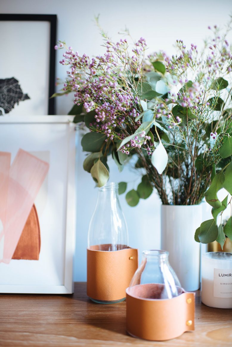 DIY Leather Wrapped Vase