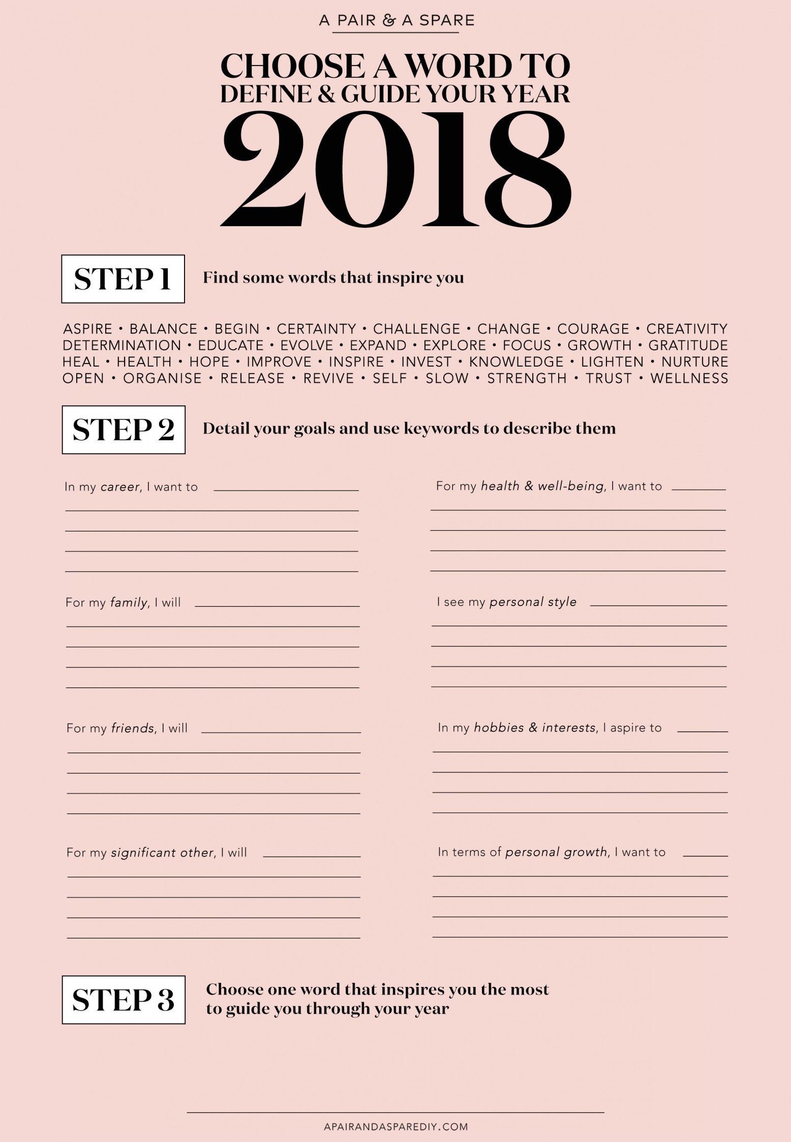 Choosing A Word To Define Guide Your Year 2018 Edition