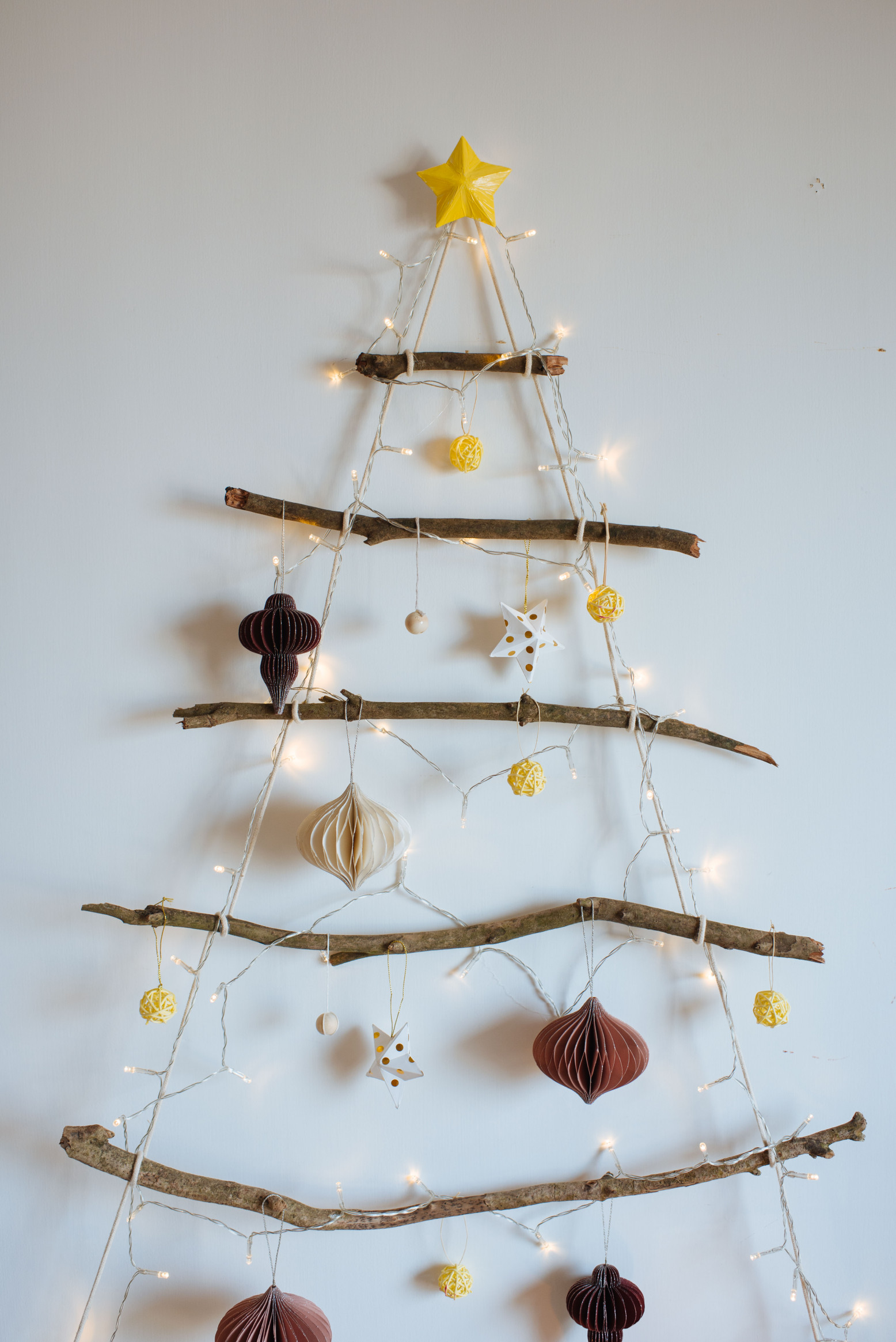 DIY Hanging Branch Christmas Tree
