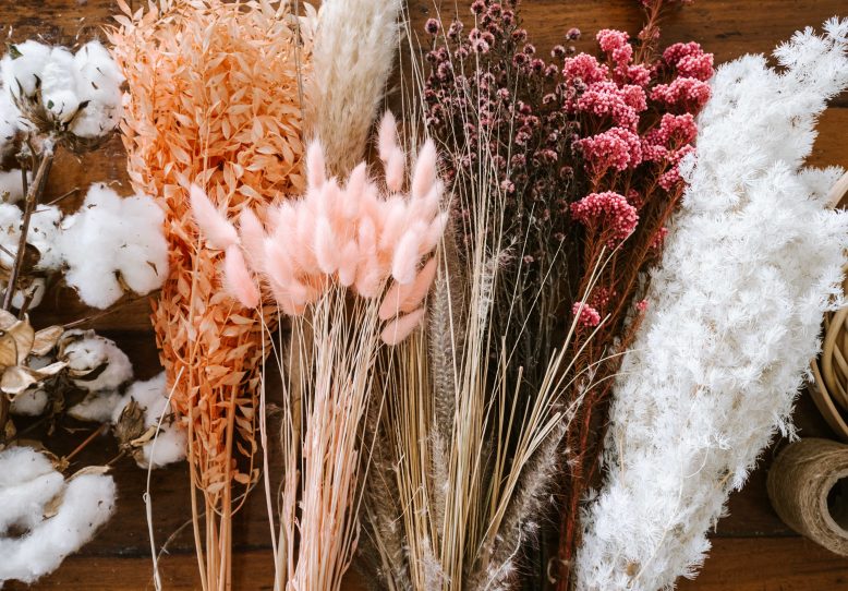 Bouquets of natural dried plants of dried flowers that retain
